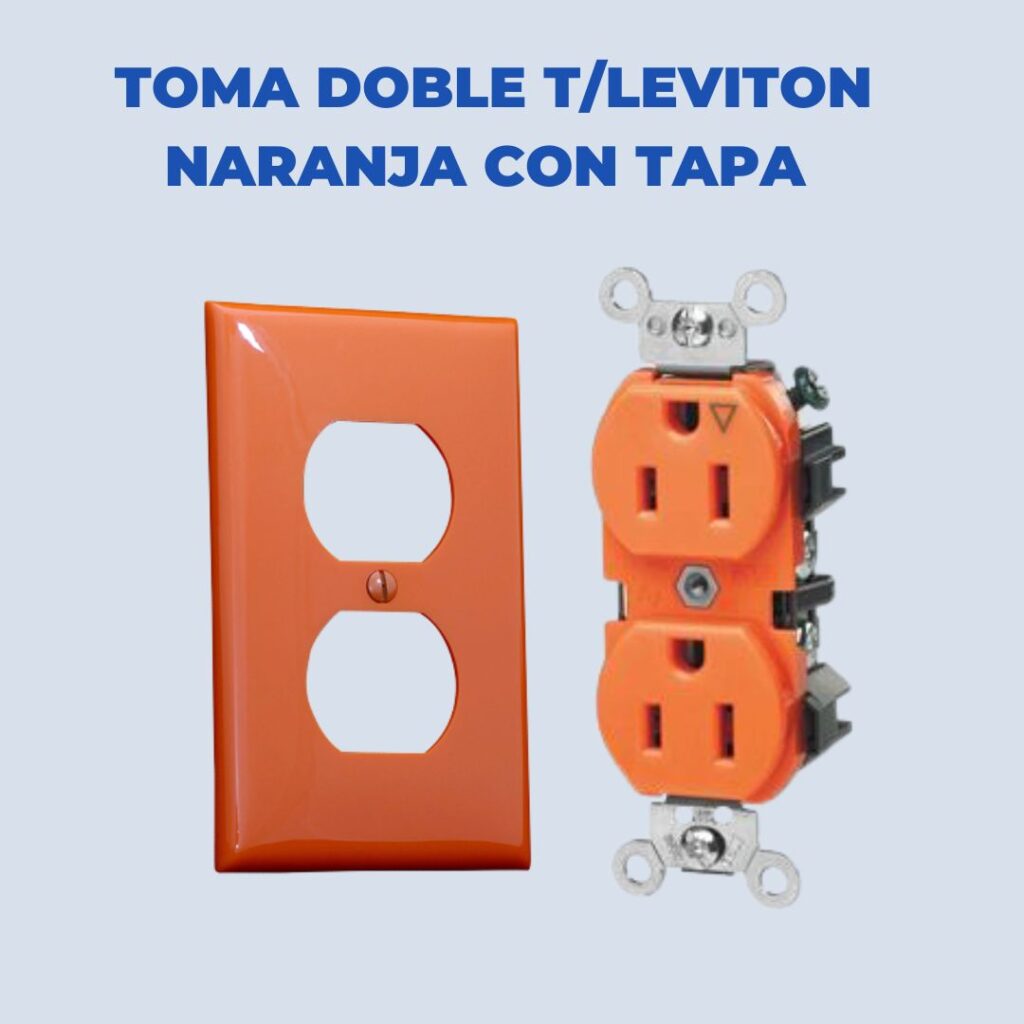 Tomacorriente Doble T Leviton Naranja Con Tapa DISUCTRONICOS