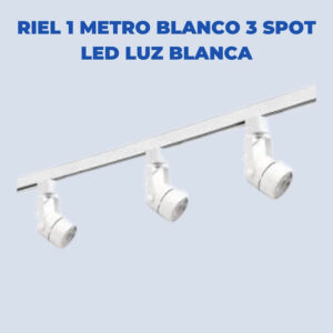 Riel 1 Metro Blanco 3 Spot Led Luz Blanca