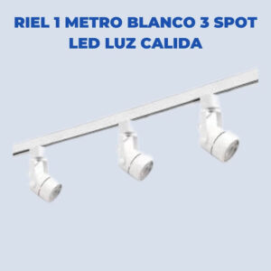 Riel 1 Metro Blanco 3 Spot Led Luz Calida