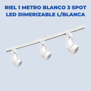 Riel 1 Metro Blanco 3 Spot Led Dimerizable Luz Blanca
