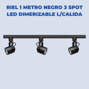 Riel 1 Metro Negro 3 Spot Led Dimerizable Luz Calida