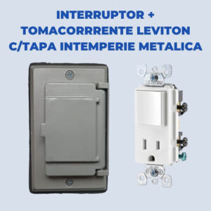 Interruptor + Tomacorriente Leviton Decora Con Tapa Intemperie Metalica